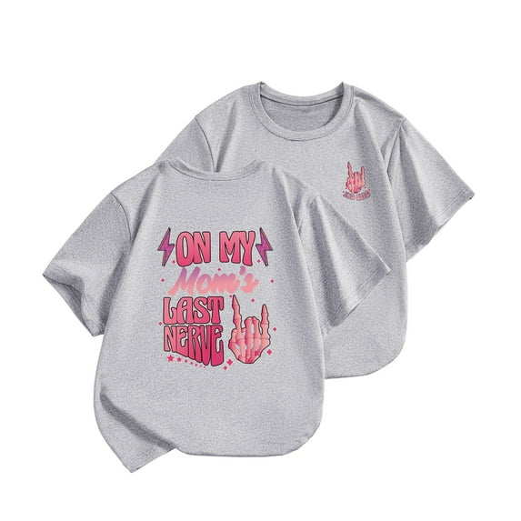 WhouRiu Big Girl T Shirts Letter Print Short Raglan Sleeve T Shirt Kids Cute Summer Tee Clothes Gray,Sizes 12-13