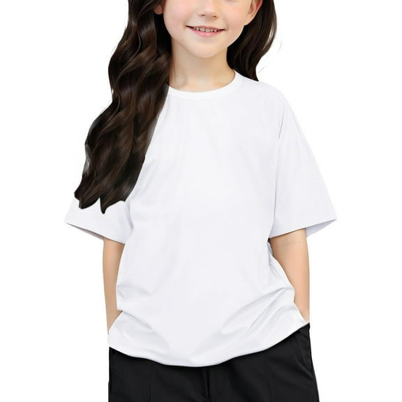 WhouRiu Big Girl' T Shirts Letter Printed Raglan Sleeved Tshirt Child Oversized Comfy Tee Tops White,Sizes 12-13