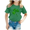 thumbnail image 1 of WhouRiu Big Girl' T Shirts Paddy'S Day Clover Print Short Sleeve T Shirt Child Summer Casual Tops Green,Sizes 12-13, 1 of 3