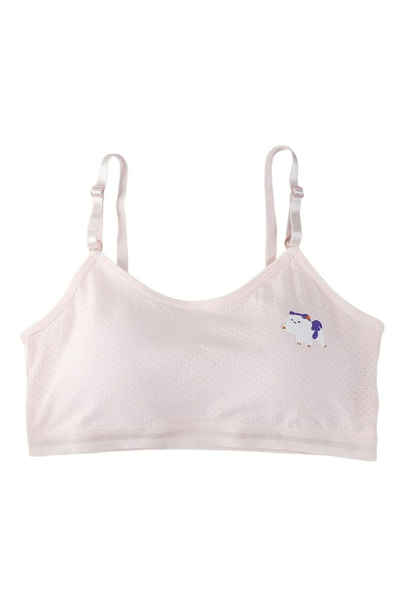 Big Girl Underwear Adjustable Straps Cartoon Cami Training Bra Kids Comfortable Soft Cotton Sport Bra Red,Size 12-15