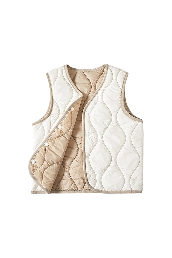 Big Girl Winter Coat Vest Insulated Sleeveless Jacket Children School Lightweight Quilted Puffer Coat Beige,Sized 13-14