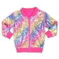 thumbnail image 1 of WhouRiu Big Girl's Christmas Jacket Sequin Shiny Zip Up Jacket Kids Stylish Holiday Party Loose Jackets Multi-color,Sized 8-9, 1 of 4