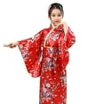 thumbnail image 1 of WhouRiu Big Girls Bathrobe Japanese Traditional Kimono Long Sleeve Robe Children Print Loose Robe,1-Piece Red,Sizes 7-8, 1 of 3
