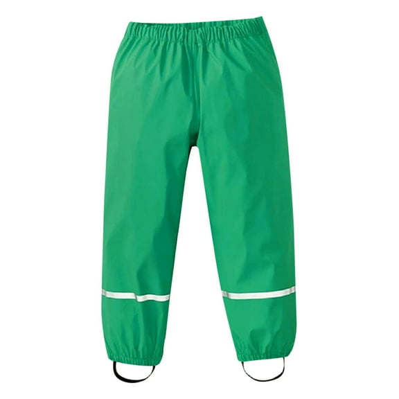 WhouRiu Big Girls Boys Pants Stretch Waist Jogger Waterproof Pants Kids Rainwear Outerwear Loose Trousers Green,Sized 10-12
