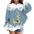 thumbnail image 1 of WhouRiu Big Girls Christmas Sweatshirt Reindeer Print Sweatshirt Holiday Party Cozy Loose Sweatshirts Blue,Sized 11-12, 1 of 3