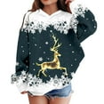 thumbnail image 1 of WhouRiu Big Girls Christmas Sweatshirt Reindeer Print Sweatshirt Holiday Party Cozy Loose Sweatshirts Blue,Sized 9-10, 1 of 3