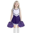 thumbnail image 1 of WhouRiu Big Girls Outfits Sleeveless Cheerleading Dresses with Stockings and Pom Poms Child Stage Party Clothes Set,3-Piece Purple.Sizes 11-12, 1 of 5