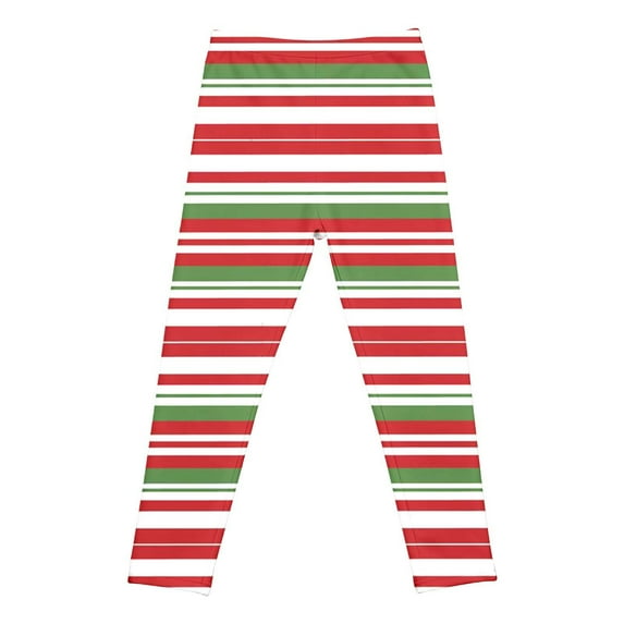 WhouRiu Big Girls Pants Christmas Holiday Elastic Waist Striped Leggings Child Comfy Skinny Party Autumn Trousers Green,Sized 11-12