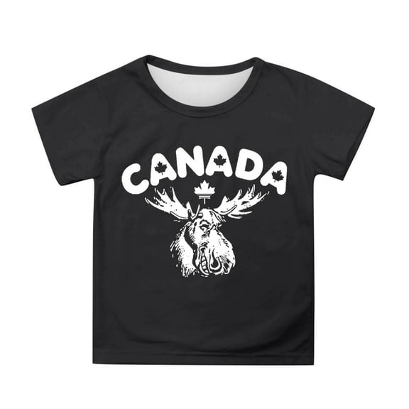 WhouRiu Big Girls' T Shirts Canada Day Prints Short Sleeve Tee Clothes Kids Summer Crewneck T Shirt Black,Sizes 12-13