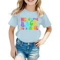 thumbnail image 1 of WhouRiu Big Girls' T Shirts Letter Prints Short Sleeve Tops Kids Summer Breathable Comfy Tee Tops Blue,Sizes 8-9, 1 of 3
