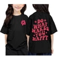 thumbnail image 1 of WhouRiu Big Girls T Shirts Raglan Sleeve Flower Pattern T Shirts Children Oversized Basic Tees Black,Sizes 10-11, 1 of 3