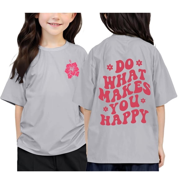 WhouRiu Big Girls T Shirts Raglan Sleeve Flower Pattern T Shirts Children Oversized Basic Tees Gray,Sizes 10-11