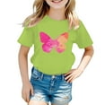 thumbnail image 1 of WhouRiu Big Girls' T Shirts Short Sleeve Butterfly Print Tee Tops Kids Summer Fashion Thin T Shirt Green,Sizes 13-14, 1 of 3