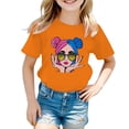 thumbnail image 1 of WhouRiu Big Girls' T Shirts Short Sleeve Fashion Prints T Shirt Children Lightweight Basic Tops Orange,Sizes 11-12, 1 of 4