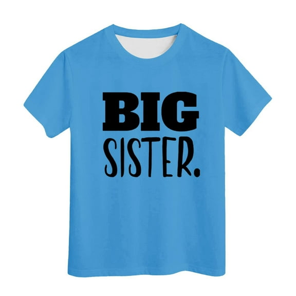WhouRiu Big Girls T Shirts Short Sleeve Summer Letter Prints Tshirts Fashion Comfy Tee Clothes Blue,Sizes 10-11