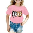 thumbnail image 1 of WhouRiu Big Girls Tshirt Cartoon Cat Prints Short Sleeve Loose Tee Shirt Kids Comfy Breathable T Shirts Pink,Sized 8-10, 1 of 4