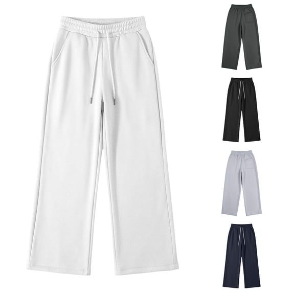 WhouRiu Boys Casual Jogger Pants Solid Color Drawstring Waist Baggy Wide Leg Sweatpants Kids Comfortable Cute Trousers With Pockets,11-12 Years