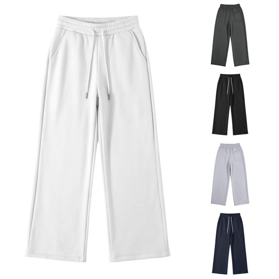 WhouRiu Boys Casual Jogger Pants Solid Color Drawstring Waist Baggy Wide Leg Sweatpants Kids Comfortable Cute Trousers With Pockets,4-5 Years