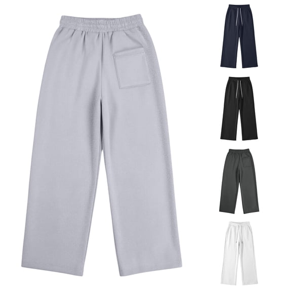 WhouRiu Boys Casual Jogger Pants Solid Color Drawstring Waist Baggy Wide Leg Sweatpants Kids Comfortable Cute Trousers With Pockets,5-6 Years