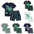 thumbnail image 1 of WhouRiu Boys Casual Outfits Short Sleeve Dinosaur Graphic Tees And Shorts Sets Kids Summer Clothes, 1 of 9
