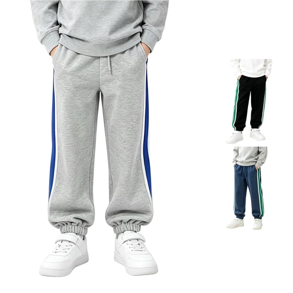 WhouRiu Boys Casual Pants Color Block Elastic Waist Loose Fit Sweatpants With Pockets Kids Autumn Comfortable Cute Everyday Trousers,9-10 Years