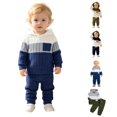 thumbnail image 1 of WhouRiu Boys Casual Ribbed Knit Outfits Autumn Cozy Pullover Hoodies And Pants Sets Baby Clothes, 1 of 9