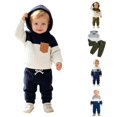 thumbnail image 1 of WhouRiu Boys Casual Ribbed Knit Outfits Autumn Cozy Pullover Hoodies And Pants Sets Baby Clothes, 1 of 9