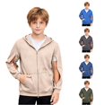 thumbnail image 1 of WhouRiu Boys Casual Zip Up Hoodies Solid Color Long Sleeve Hooded Sweatshirt With Pockets Kids Autumn Cozy Cute Sweatshirts,9-10 Years, 1 of 6
