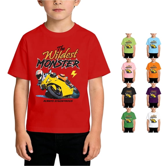 WhouRiu Boys Fashion Graphic Tees Back To School Kids Short Sleeve Crew Neck Tshirt Comfortable Cute Casual Summer T Shirts,10-12 Years