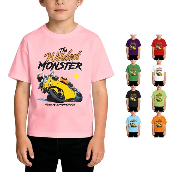 WhouRiu Boys Fashion Graphic Tees Back To School Kids Short Sleeve Crew Neck Tshirt Comfortable Cute Casual Summer T Shirts,4-6 Years