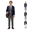 thumbnail image 1 of WhouRiu Boys Fashion Suit Pants Rigid Waist Loose Straight Leg Trousers Kids Back To School Comfortable Versatile Pants,13-14 Years, 1 of 4
