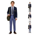 thumbnail image 1 of WhouRiu Boys Fashion Suit Pants Rigid Waist Loose Straight Leg Trousers Kids Back To School Comfortable Versatile Pants,14-15 Years, 1 of 4