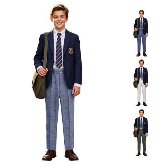 WhouRiu Boys Fashion Suit Pants Rigid Waist Loose Straight Leg Trousers Kids Back To School Comfortable Versatile Pants,14-15 Years