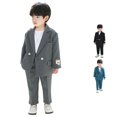 thumbnail image 1 of WhouRiu Boys Formal Outfits Kids Suit Jacket Pants And Necklace Sets Fall Party Performance Clothes, 1 of 6