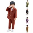 thumbnail image 1 of WhouRiu Boys Formal Outfits Kids Suit Jacket Pants And Necklace Sets Fall Party Performance Clothes, 1 of 5