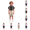 thumbnail image 1 of WhouRiu Boys Formal Outfits Short Sleeve Dress Shirts Suspender Pants Sets Kids Summer Party Clothes, 1 of 5