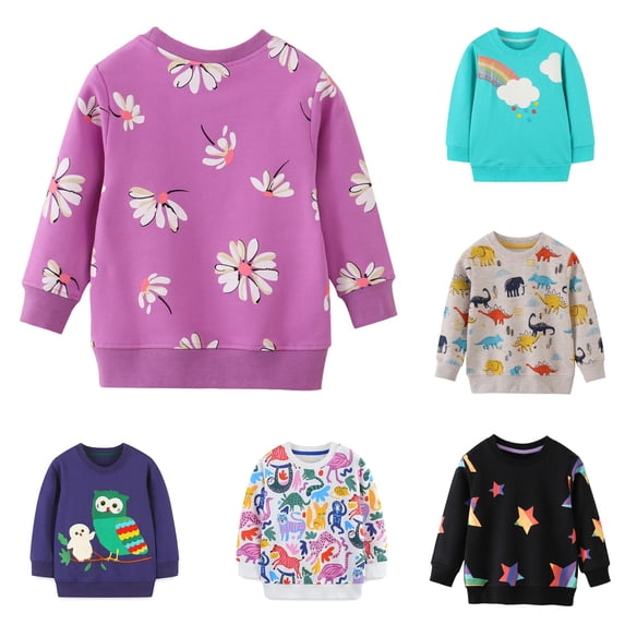 WhouRiu Boys Girls Cute Graphic Sweatshirts Kids Unisex Autumn Casual Crew Neck Pullover