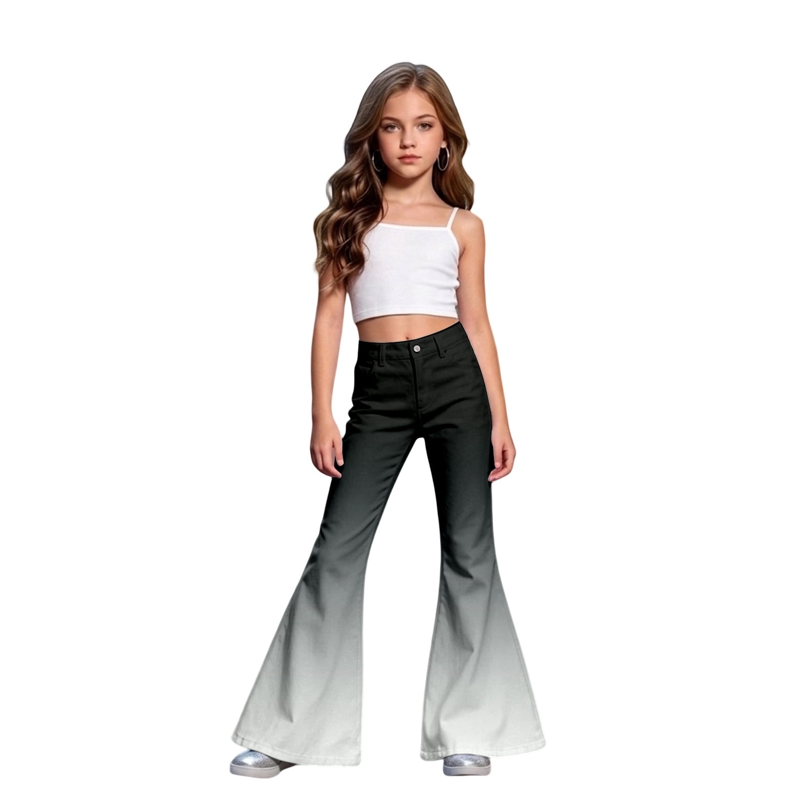 WhouRiu Boys Girls Gradient Color Flared Pants Casual Rigid Waist Loose ...