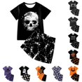thumbnail image 1 of WhouRiu Boys Girls Halloween Graphic Pajamas Short Sleeve Tees Shorts Pajama Set 3-13 Years, 1 of 3