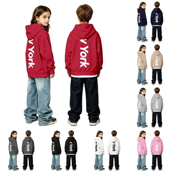 WhouRiu Boys Girls Letter Graphic Hoodie Kids Unisex Long Sleeve Hooded Pullover With Pockets Autumn Winter Soft Cozy Sweatshirts,2-3 Years