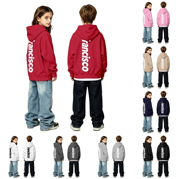 WhouRiu Boys Girls Letter Graphic Hoodie Kids Unisex Long Sleeve Hooded Pullover With Pockets Autumn Winter Soft Cozy Sweatshirts,2-3 Years