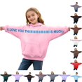 thumbnail image 1 of WhouRiu Boys Girls Letter Print Pullover Hoodies Kids Unisex Autumn Fashion Casual Hooded Sweatshirt, 1 of 6