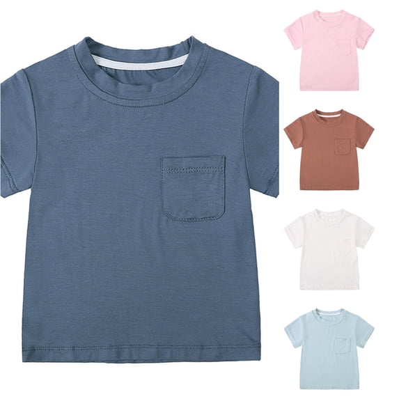 WhouRiu Boys Girls Solid Color Tees Kids Unisex Short Sleeve Crew Neck Baby Tshirt Comfortable Cute Casual Summer T Shirts,0-3 Months