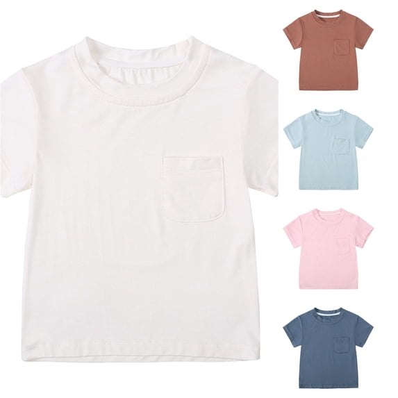 WhouRiu Boys Girls Solid Color Tees Kids Unisex Short Sleeve Crew Neck Baby Tshirt Comfortable Cute Casual Summer T Shirts,0-3 Months