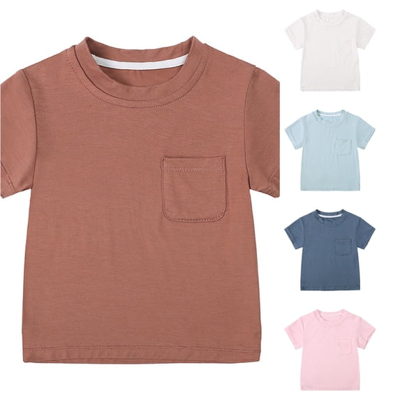 WhouRiu Boys Girls Solid Color Tees Kids Unisex Short Sleeve Crew Neck Baby Tshirt Comfortable Cute Casual Summer T Shirts,6-12 Months