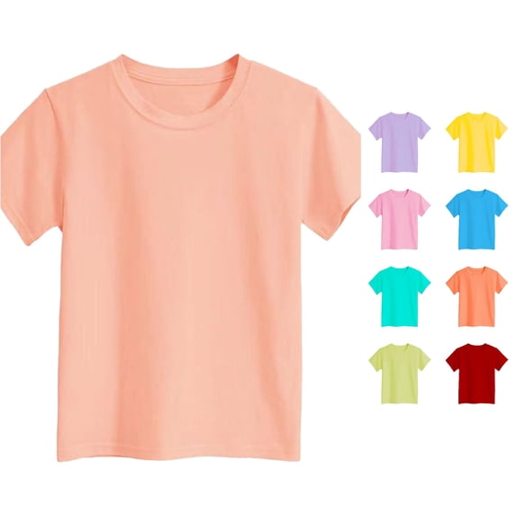 WhouRiu Boys Girls Solid Color Tees Kids Unisex Short Sleeve Crew Neck Tshirt Comfortable Cute Casual Summer T Shirts,5-6 Years