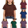 thumbnail image 1 of WhouRiu Boys Girls Striped Graphic Tees Kids Unisex Short Sleeve Crew Neck Tshirt Comfortable Cute Casual Summer T Shirts,3-4 Years, 1 of 6