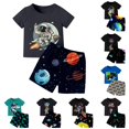 thumbnail image 1 of WhouRiu Boys Girls Summer Casual Outfits Kids Unisex Cute Short Sleeve Graphic Tees And Shorts Sets, 1 of 3