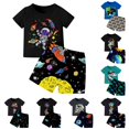 thumbnail image 1 of WhouRiu Boys Girls Summer Casual Outfits Kids Unisex Cute Short Sleeve Graphic Tees And Shorts Sets, 1 of 3