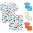 thumbnail image 1 of WhouRiu Boys Girls Summer Casual Outfits Kids Unisex Short Sleeve Cartoon Graphic Tees Shorts Sets, 1 of 5